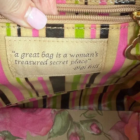 Gigi Hill Los Angeles floral tote handbag purse, pink rose everyday bag - Picture 9 of 9